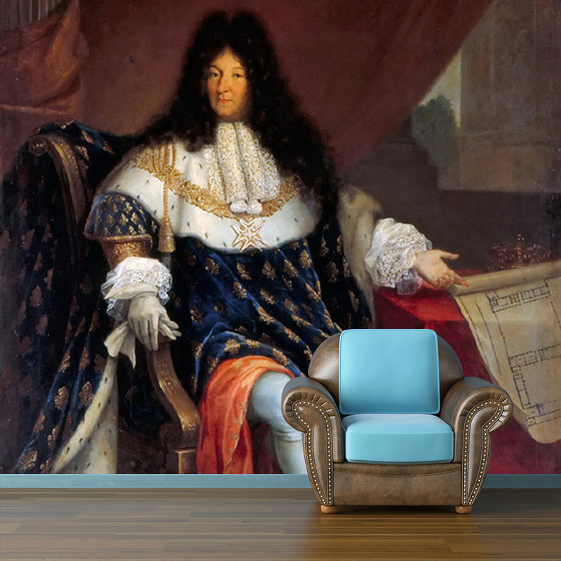 Blaue-Kaffee Louis XIV Wandmalereien Porträt Klassische Fleckenfreie Wandverkleidung für Flur
