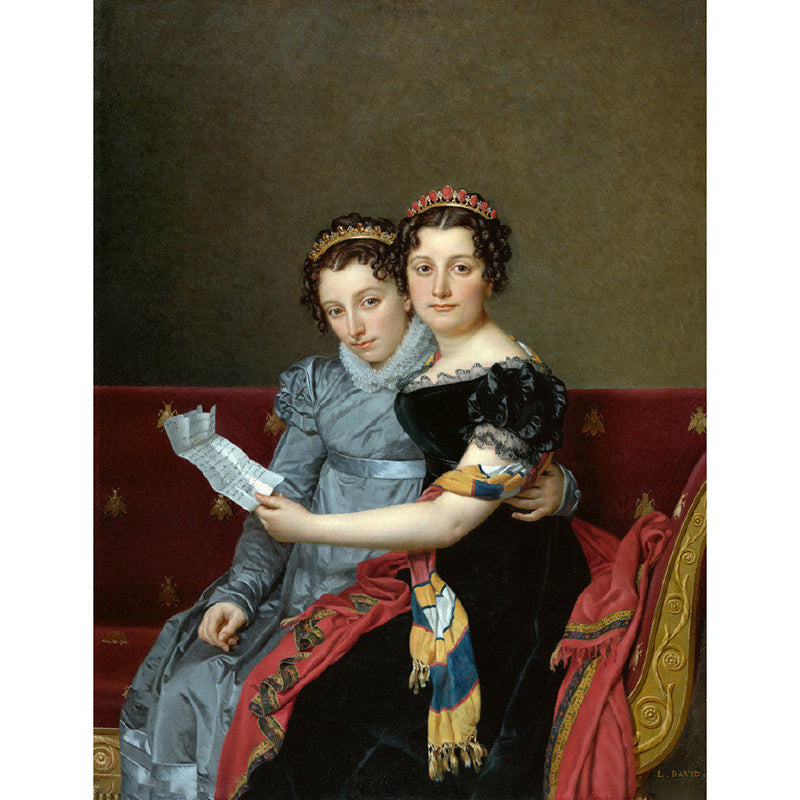 Maßgefertigte Größe Klassische Wandtapete Schwarz-Braun Porträt der Schwestern Zenaide und Charlotte Bonaparte Wandkunst
