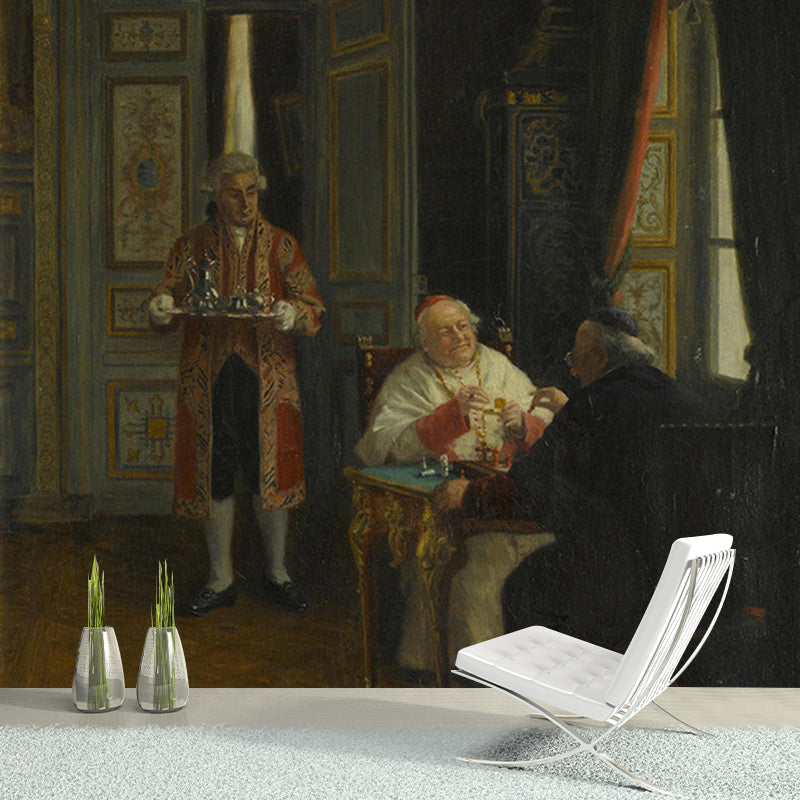 Frendorf | Braune Kardinäle Essenszeit Wandmalerei Fleckenresistente Wandverkleidung für die Heimdekoration