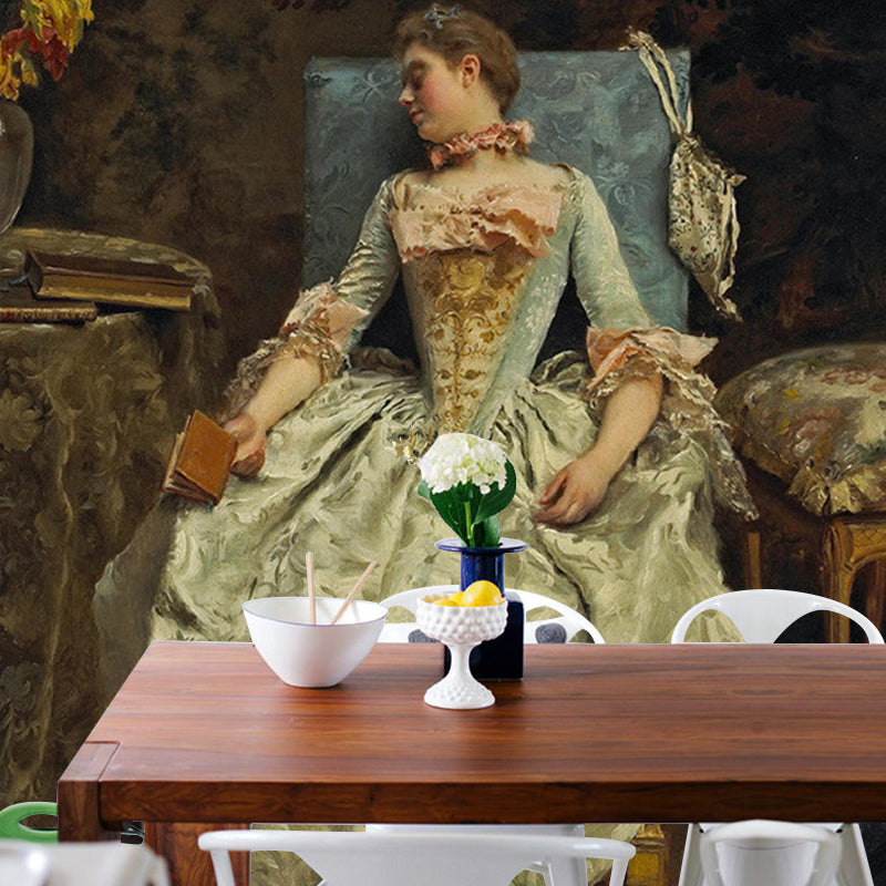 Frendorf | Personalisierte Illustration Klassische Wandbilder mit Gustave Jacquet Kunstwerk Dame Schlafend Gemälde, Blau-Braun