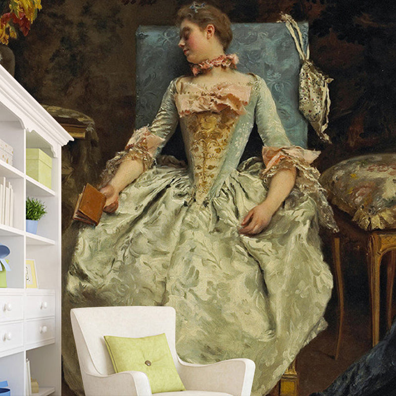 Frendorf | Personalisierte Illustration Klassische Wandbilder mit Gustave Jacquet Kunstwerk Dame Schlafend Gemälde, Blau-Braun