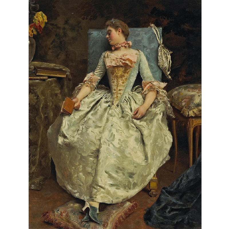 Frendorf | Personalisierte Illustration Klassische Wandbilder mit Gustave Jacquet Kunstwerk Dame Schlafend Gemälde, Blau-Braun