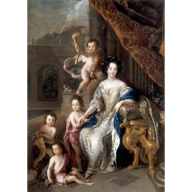 Feuchtigkeitsresistente Wandbilder Retro Vliesstoff Wanddekoration mit dem Muster von Madame Montespan und ihren Kindern