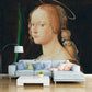 Renaissance Dante Frauen Portrait Wandmalereien für Akzentwand Angepasste Wandverkleidung in Schwarz-Braun