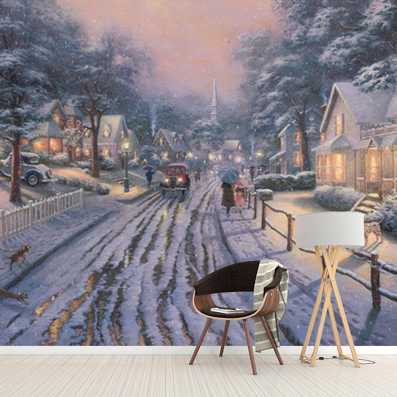 Frendorf | Olieverf Kerstsamenzijn Muren Klassiek Waterdicht Woonkamer Wanddecoratie in Grijs-Wit