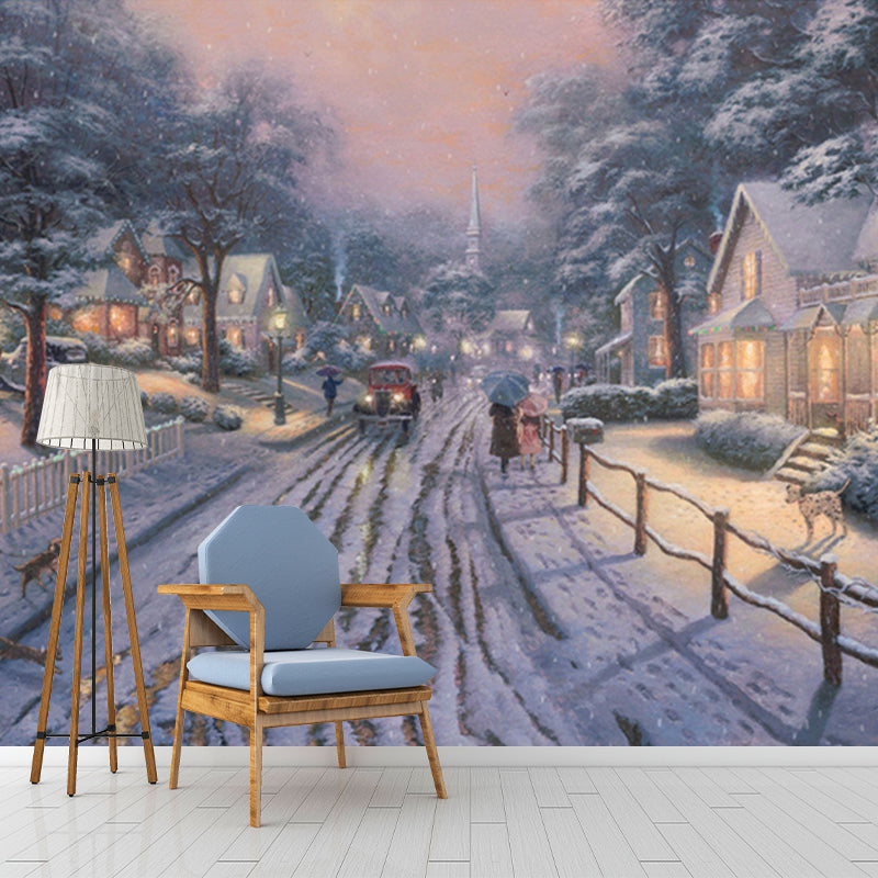 Frendorf | Olieverf Kerstsamenzijn Muren Klassiek Waterdicht Woonkamer Wanddecoratie in Grijs-Wit