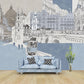 Frendorf | London Cityscape Mural Wallpaper Urban Non-Woven Material Wall Art in Light Blue-White