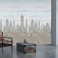 Frendorf | Grijs-Blauw Stads Silhouet Mural Architectonisch Modern Waterdichte Wandkunst voor Woonkamer