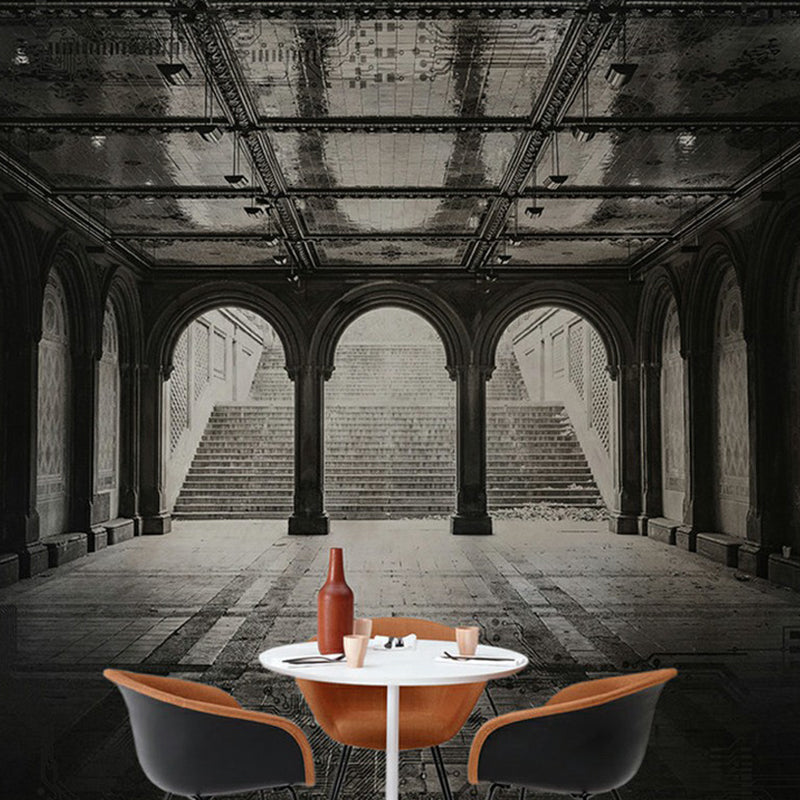 Frendorf | Palace Walkway Behang Muurdecoratie Zwart en Wit Nostalgische Wandbedekking voor Eetkamer