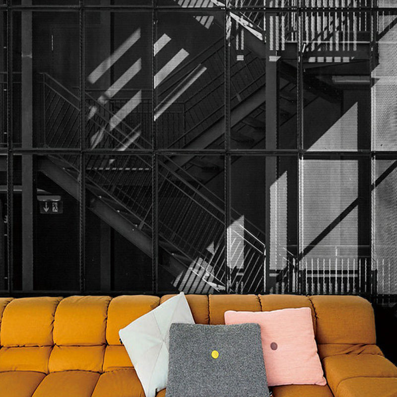 Frendorf | Benutzerdefinierte Fotodruck Steampunk Wandbilder mit Eisenleiter-Muster in Grau und Schwarz für Wände