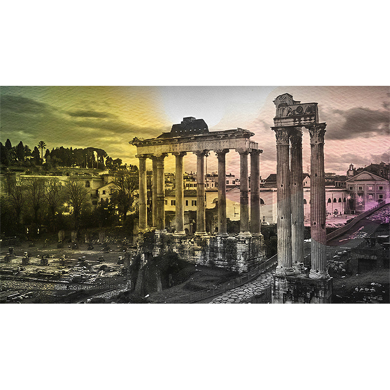 Frendorf | Roman Relics Konstruktion Wandgemälde Nostalgische Glatte Wandverkleidung in Grau und Gelb
