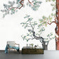 Gelbe Orientalische Tapeten Wandbilder Große Kiefer Zweig und Blumen Druck Wandkunst für das Wohnzimmer