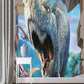Frendorf | Kinders Kunst Brullende Dinosaurus Muur voor Jongens Slaapkamer Gepersonaliseerde Wandkunst in Blauw-Bruin