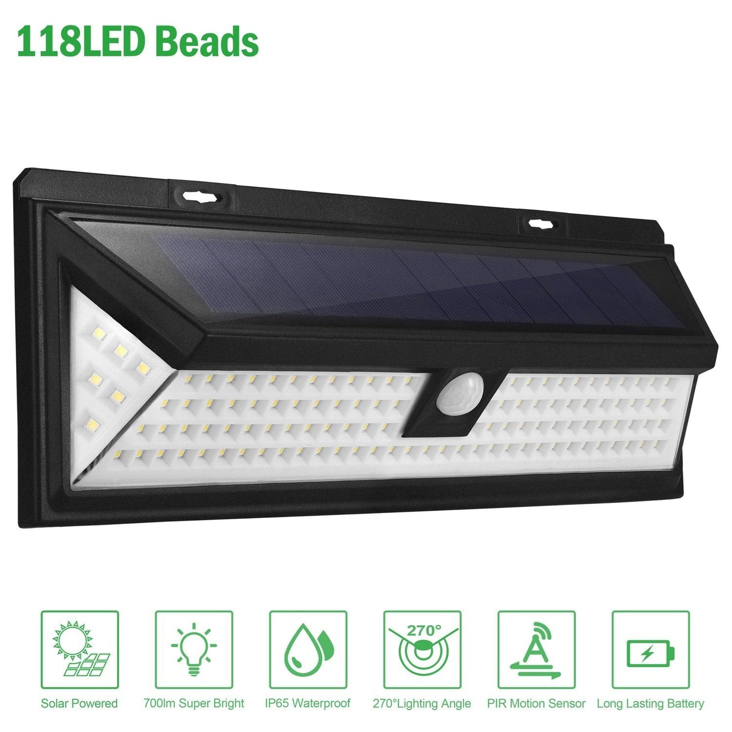 Frendorf | 118 LEDs Solar Wandlicht Außen Bewegungsmelder Lampe