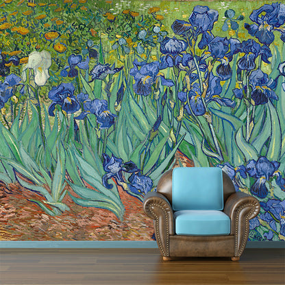 Frendorf | Illustratie Antieke Behang Muren Blauw-Groen Van Gogh Iris in de Tuin Muurkunst