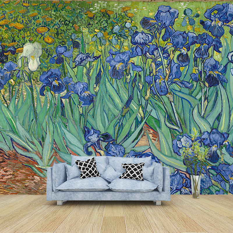 Frendorf | Illustratie Antieke Behang Muren Blauw-Groen Van Gogh Iris in de Tuin Muurkunst