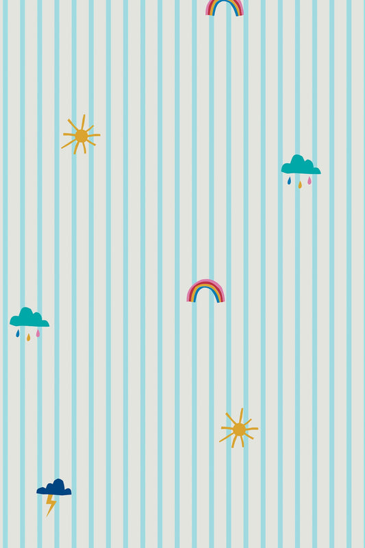 Frendorf | Gestreiftes Kinder-Tapete mit Wolken, 118587, Joules, Graham&Brown