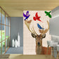 Frendorf | Aangepaste Illustratie Noorse Muurdecoratie met Vogel en Hert Patroon in Bruin, Waterdicht