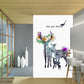 Deer Family Aquarell Wandmalerei Art Deco Feuchtigkeitsresistente Schlafzimmer Wandverkleidung, Angepasste Größe