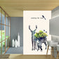 Deer Family Aquarell Wandmalerei Art Deco Feuchtigkeitsresistente Schlafzimmer Wandverkleidung, Angepasste Größe