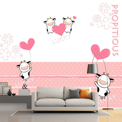 Frendorf | Koeien en Hart Ballon Muur Decal Cartoon Waterdicht Baby Kamer Muur Decor, Volledige Grootte