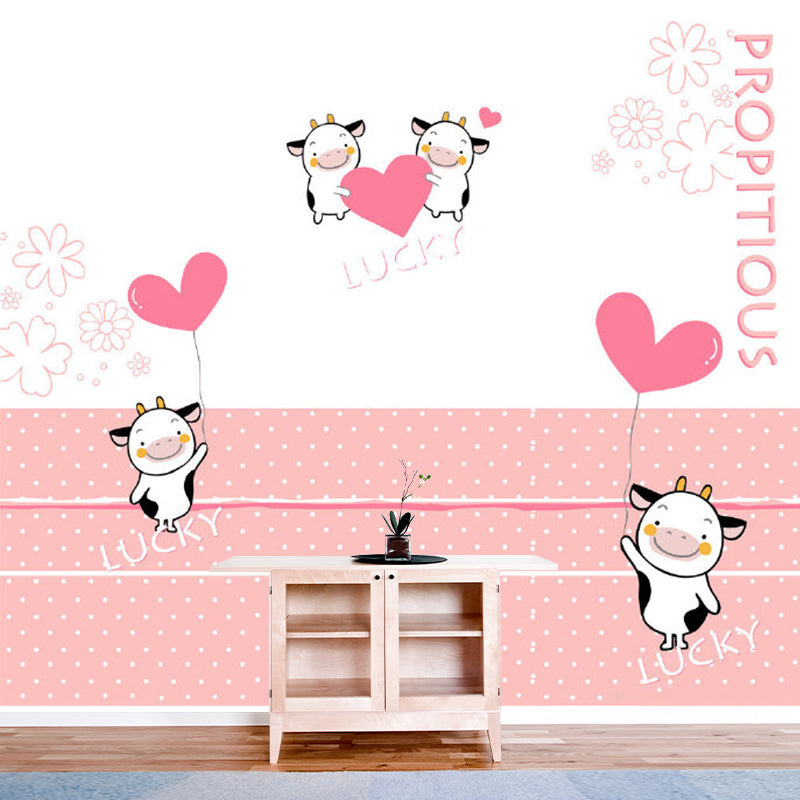 Frendorf | Koeien en Hart Ballon Muur Decal Cartoon Waterdicht Baby Kamer Muur Decor, Volledige Grootte