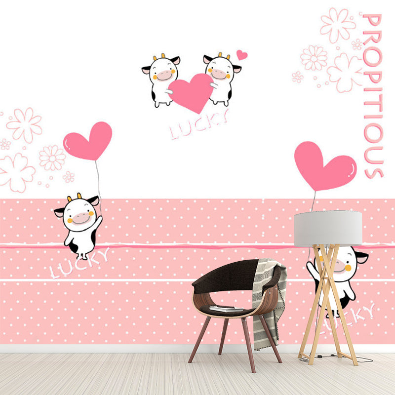 Frendorf | Koeien en Hart Ballon Muur Decal Cartoon Waterdicht Baby Kamer Muur Decor, Volledige Grootte