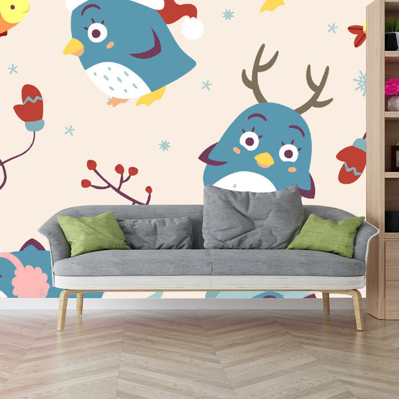 Frendorf | Blaue und Gelbe Tiere Wandbilder Tapete für Wohnkultur Cartoon Babyzimmer Wandverkleidung