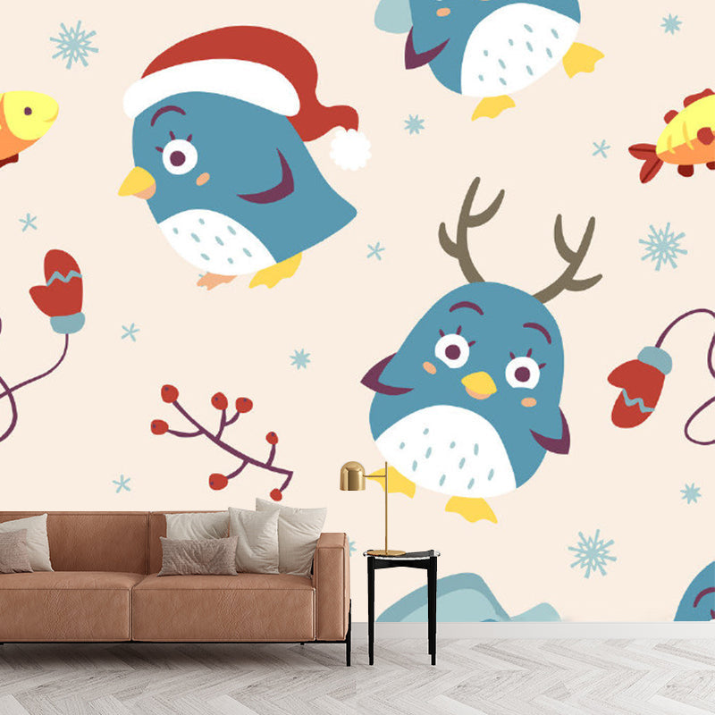 Frendorf | Blaue und Gelbe Tiere Wandbilder Tapete für Wohnkultur Cartoon Babyzimmer Wandverkleidung