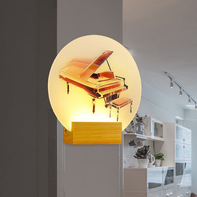 Acryl Gerundete Klavier Wandbeleuchtung Idee Einfachheit Stil LED Wandlampe aus Holz für das Schlafzimmer