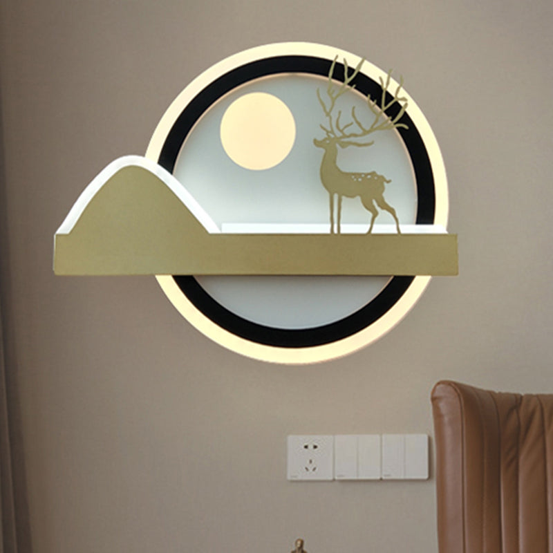 Acryl Gerundetes Elch Reh Wandbeleuchtung Idee Chinesischer Stil LED Wandlampe in Gold