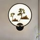 Frendorf | Asiatische stijl afgeronde natuurlijke landschap muurschildering lichte acryl LED woonkamer wandlamp in zwart