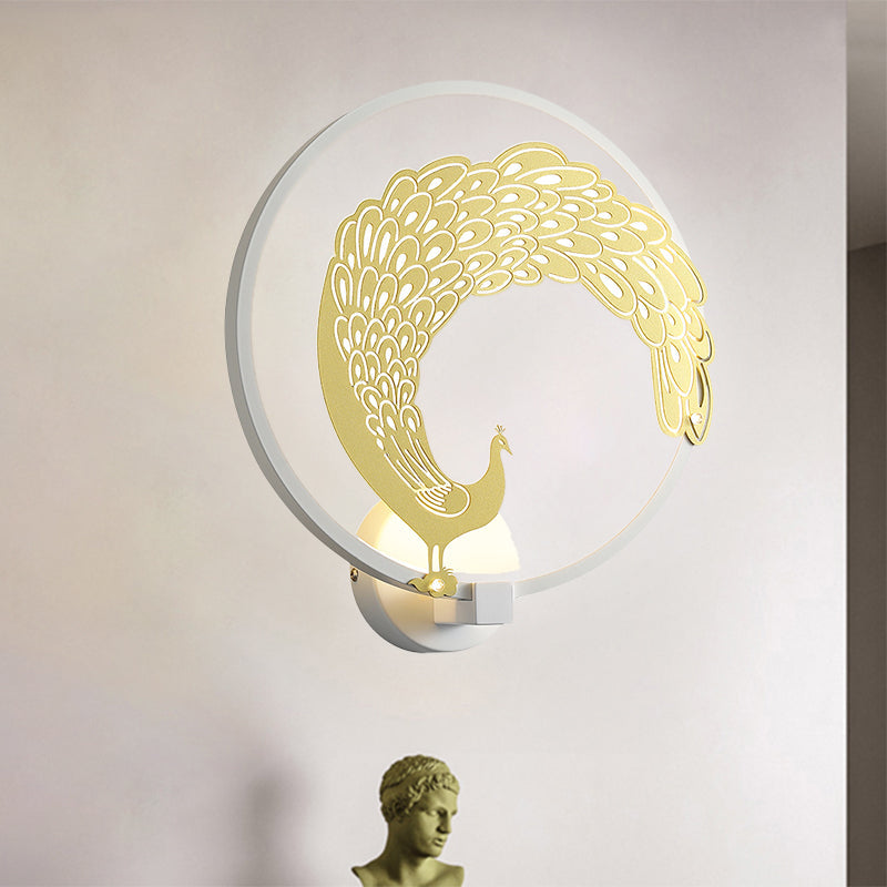 Frendorf | Acryl Zirkuläre Wandmalerei Lampe Chinesischer Stil LED Wandmontierte Lichtinstallation in Schwarz/Weiß für Linke/Rechte Seite