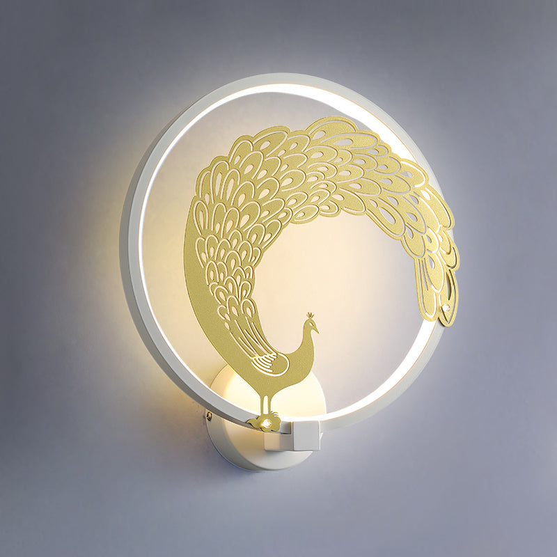 Frendorf | Acryl Zirkuläre Wandmalerei Lampe Chinesischer Stil LED Wandmontierte Lichtinstallation in Schwarz/Weiß für Linke/Rechte Seite
