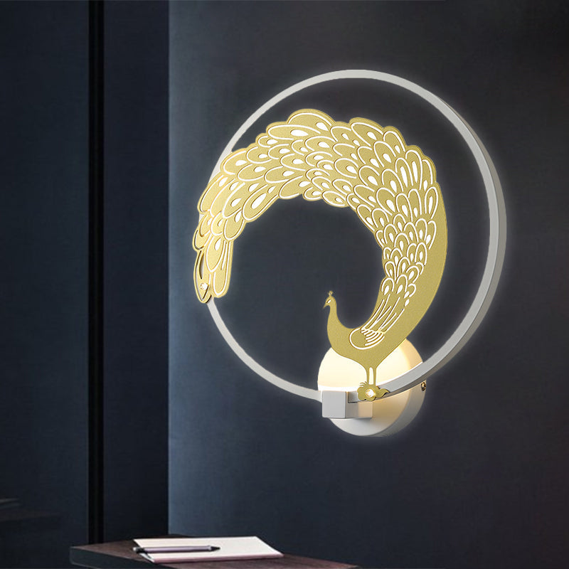 Frendorf | Acryl Zirkuläre Wandmalerei Lampe Chinesischer Stil LED Wandmontierte Lichtinstallation in Schwarz/Weiß für Linke/Rechte Seite
