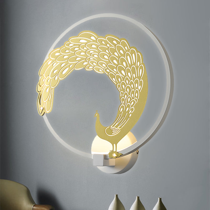 Frendorf | Acryl Zirkuläre Wandmalerei Lampe Chinesischer Stil LED Wandmontierte Lichtinstallation in Schwarz/Weiß für Linke/Rechte Seite