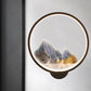 LED Flur Wandmural Lampe Chinesischer Stil Schwarz/Weiß Bergmuster Wandbeleuchtung Idee mit Rundem Metallschirm