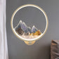 LED Flur Wandmural Lampe im chinesischen Stil Schwarz/Weiß Bergmuster Wandbeleuchtung Idee mit kreisförmigem Metallschirm