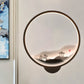LED Flur Wandmural Lampe Chinesischer Stil Schwarz/Weiß Bergmuster Wandbeleuchtung Idee mit Rundem Metallschirm