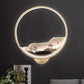 LED Flur Wandmural Lampe im chinesischen Stil Schwarz/Weiß Bergmuster Wandbeleuchtung Idee mit kreisförmigem Metallschirm