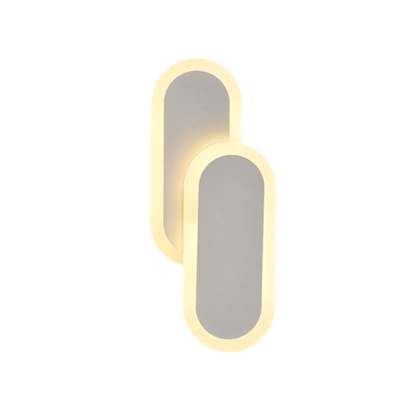 Frendorf | 11"/14.5" H Weiß/Schwarz Dual Oval Wandleuchte Modernist LED Acryl Lichtarmatur in Weiß/Warmlicht