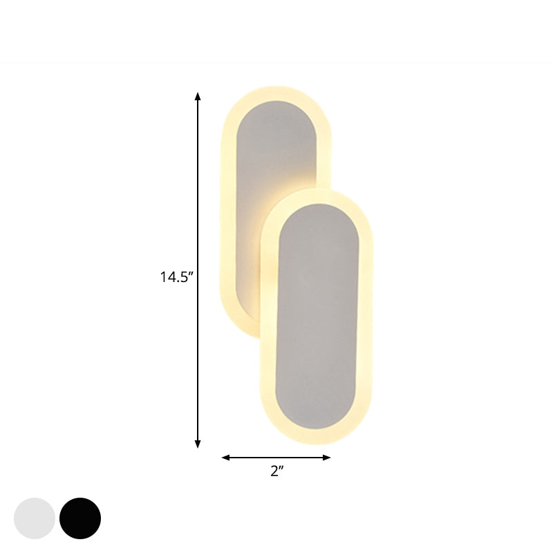 Frendorf | 11"/14.5" H Weiß/Schwarz Dual Oval Wandleuchte Modernist LED Acryl Lichtarmatur in Weiß/Warmlicht