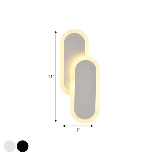 Frendorf | 11"/14.5" H Weiß/Schwarz Dual Oval Wandleuchte Modernist LED Acryl Lichtarmatur in Weiß/Warmlicht
