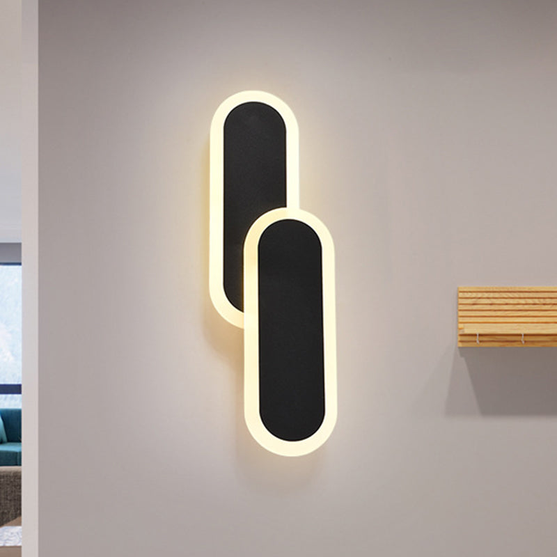 Frendorf | 11"/14.5" H Weiß/Schwarz Dual Oval Wandleuchte Modernist LED Acryl Lichtarmatur in Weiß/Warmlicht