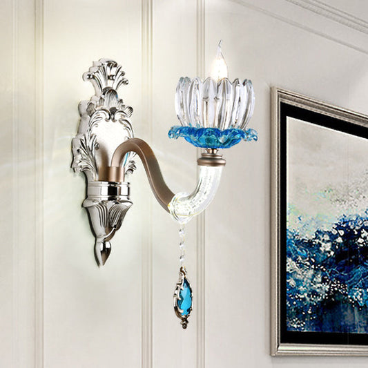Frendorf | 1/2-Head Lotus Wandlamp Retro Blauw en Helder Glas Wandverlichting voor Eetkamer
