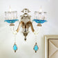 Frendorf | 1/2-Head Lotus Wandlamp Retro Blauw en Helder Glas Wandverlichting voor Eetkamer