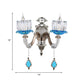 Frendorf | 1/2-Head Lotus Wandlamp Retro Blauw en Helder Glas Wandverlichting voor Eetkamer