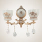 Frendorf | 1/2-Bol Bloem-Relief Kom Wandlamp Rustiek Goud Frosted Glas Wandlamp met Kristal Drop