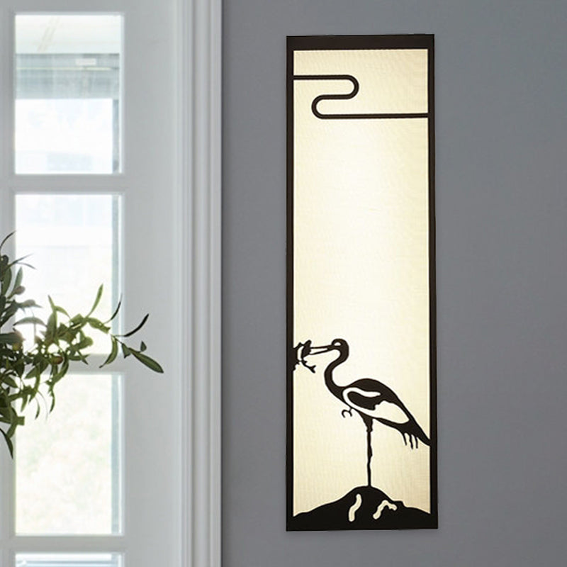 Frendorf | 3-Lichts Slaapkamer Kraan Wandgemonteerde Lamp Oriental Style Zwart Muur Lamp met Cuboïde Stoffen Shade