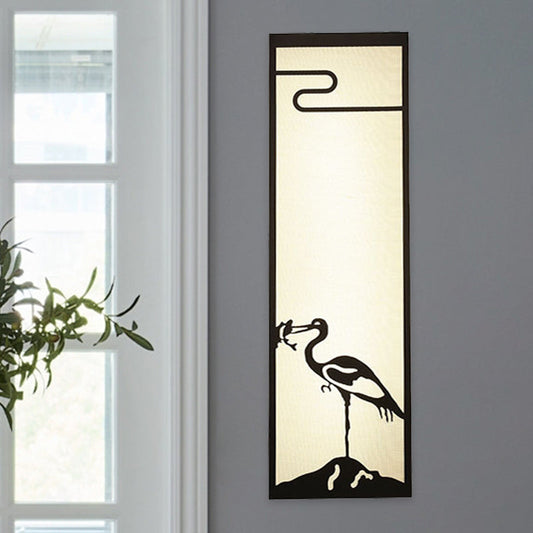 Frendorf | 3-Lichts Slaapkamer Kraan Wandgemonteerde Lamp Oriental Style Zwart Muur Lamp met Cuboïde Stoffen Shade